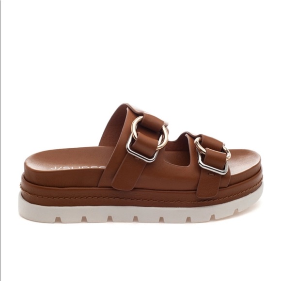 J/SLIDES Shoes - J/SLIDES BAHA Tan Leather Buckle Sandal